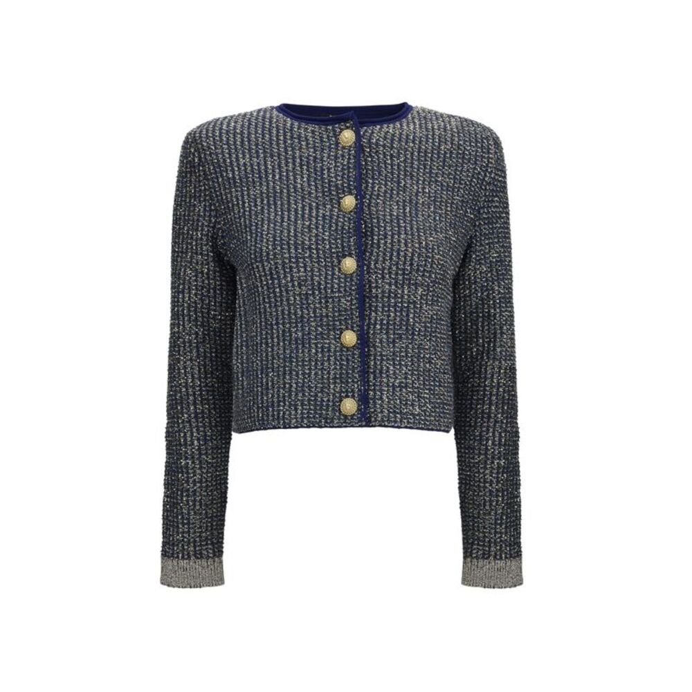 Balmain Women Quilted Sequin Cardigan With Decorative Buttons